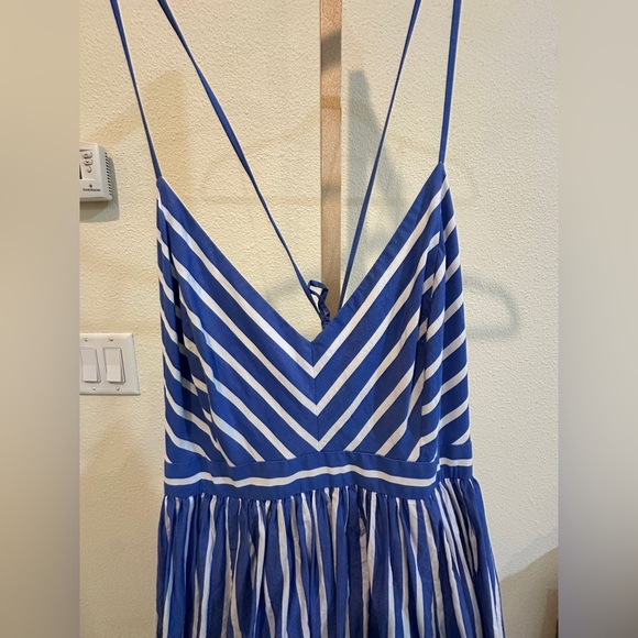 J Crew Women’s Spaghetti Strap Blue and White Striped Cotton Maxi Dress Sz 8 - Picture 4 of 10